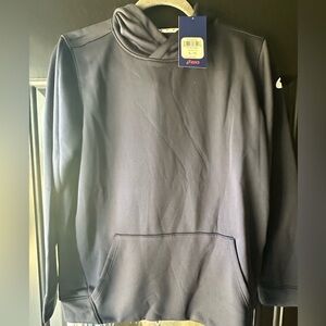 Youth XL ASICS Dark Navy Blue Pullover with Logo. Pockets in the front.